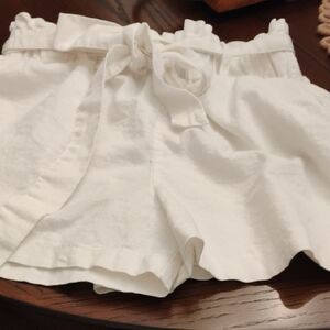Have White High Waist Tie Belt Shorts